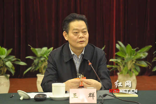 湖南省十二届人大代表,常德市委书记王群在审议会上发言.
