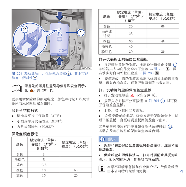 高尔夫嘉旅保险丝盒说明,嘉旅保险丝对照图